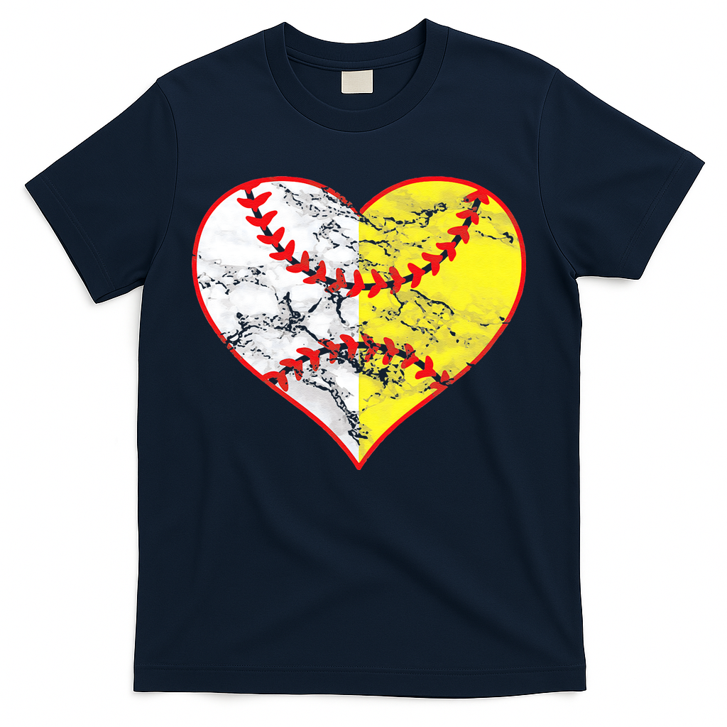 Womens Softball Heart Mom Women Baseball Ideas T-Shirt