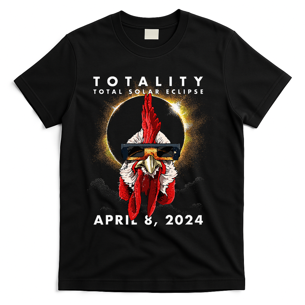 Solar Eclipse 2024 Chicken Rooster T-Shirt