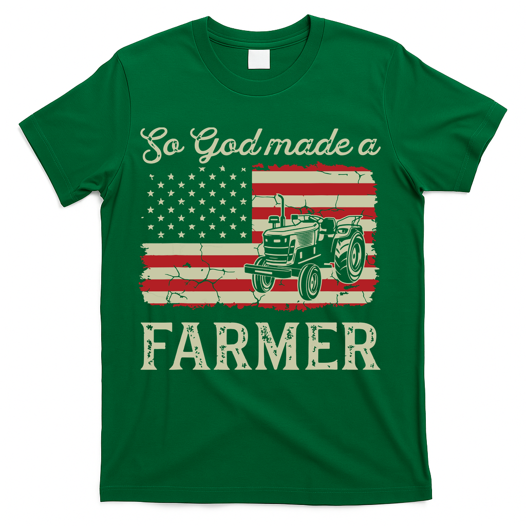 Vintage Old American Flag Patriotic So God Made A Farmer T-Shirt