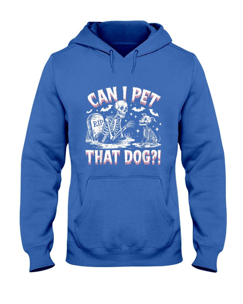 Pet Mom Halloween Shirt - Funny Can I Pet This Dog Skeleton Halloween Dog Skeleton T-Shirt