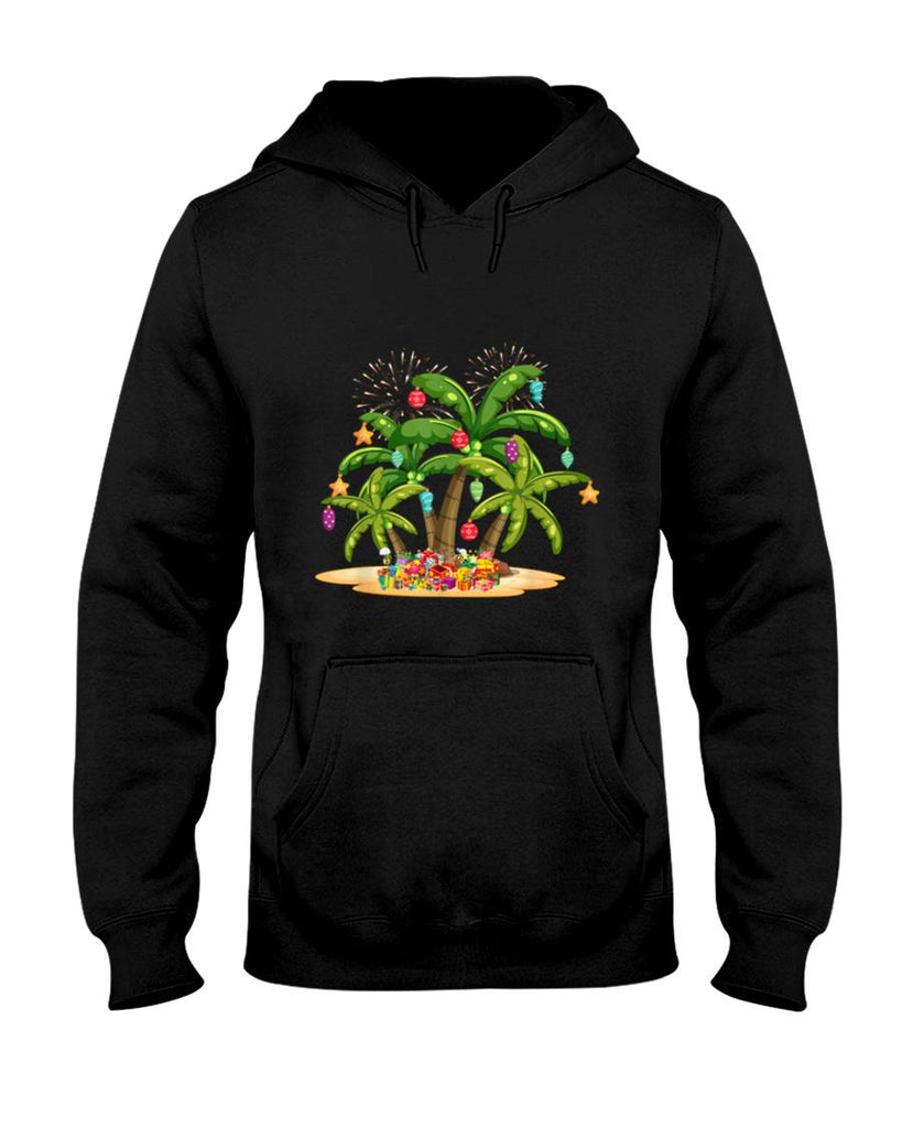 Christmas Palm Tree Light Hawaiian Tropical Xmas T-Shirt for Men Women Kids