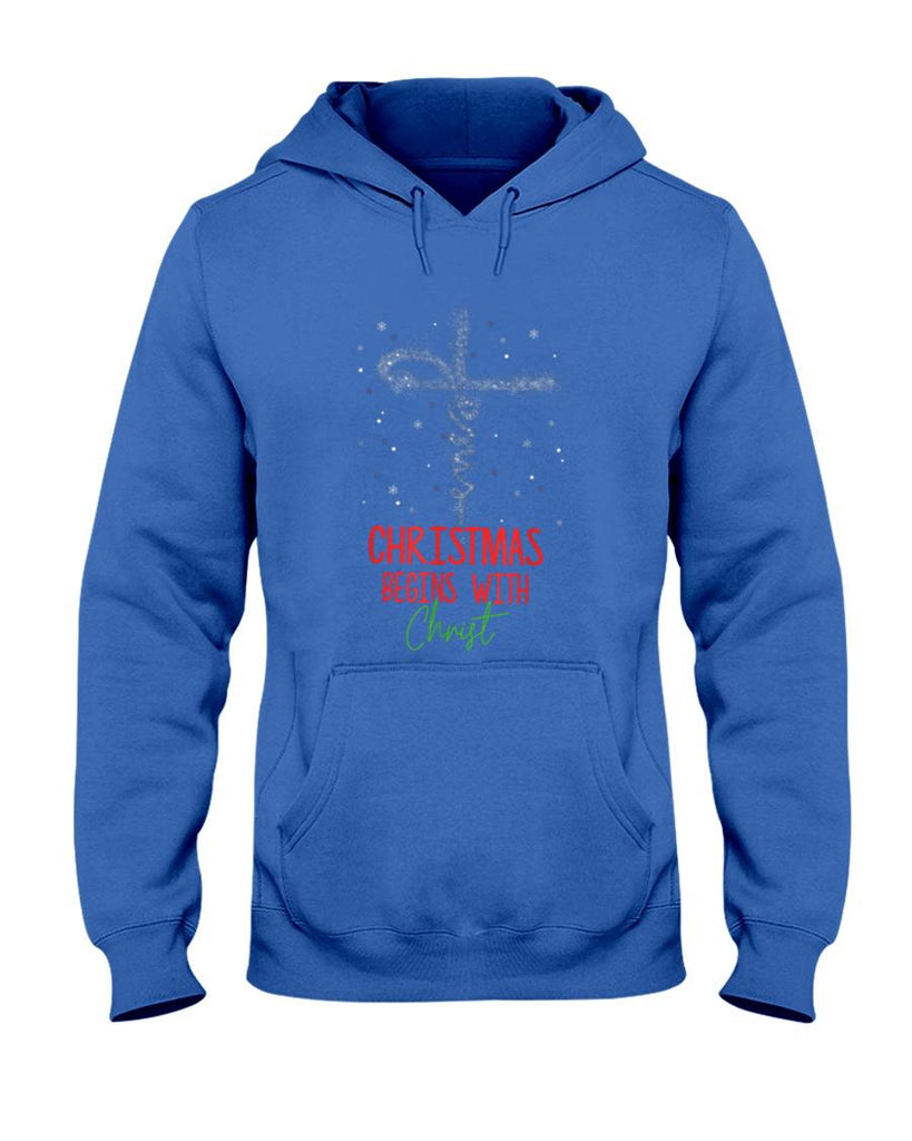 Christmas Begins With Christ Cross Christian Religious Xmas T-Shirt