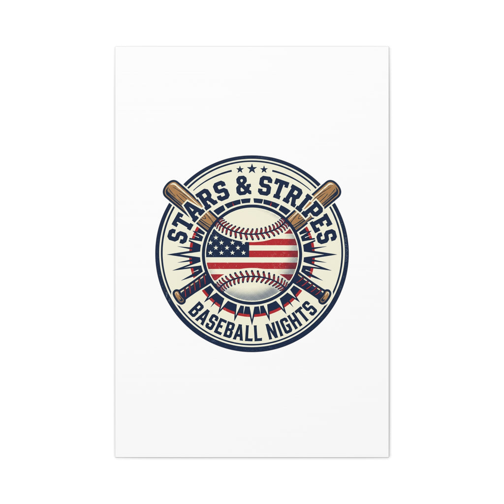 Stars & Stripes Baseball Nights Canvas | Patriotic Baseball Wall Art