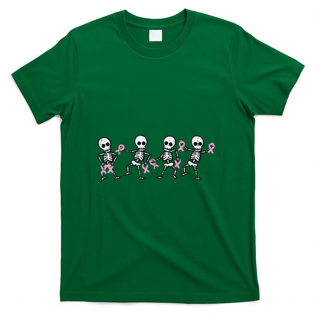 Breast Cancer Skeletons Dancing Awareness Men Women Kids T-Shirt