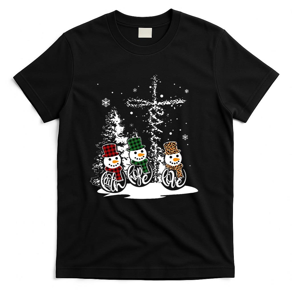 Jesus Faith Hope Love Snowman Funny Merry Xmas For Christian Long Sleeve T-Shirt