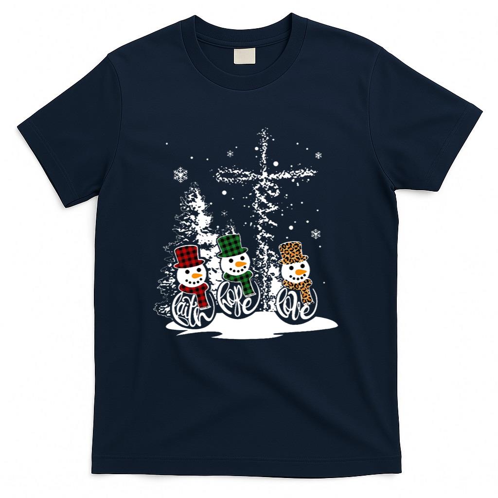 Jesus Faith Hope Love Snowman Funny Merry Xmas For Christian Long Sleeve T-Shirt