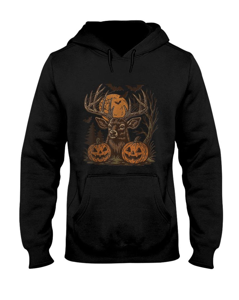 Halloween Deer Buck with Pumpkin Antlers Fall Spooky Night T-Shirt
