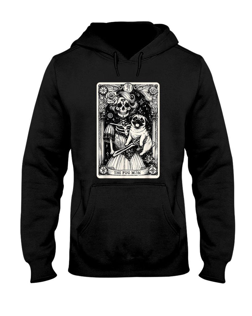 Pet Mom Halloween Shirt - Vintage Skeleton Pug Mom Tarot Card Witchy Vibes Pug Lover T-Shirt
