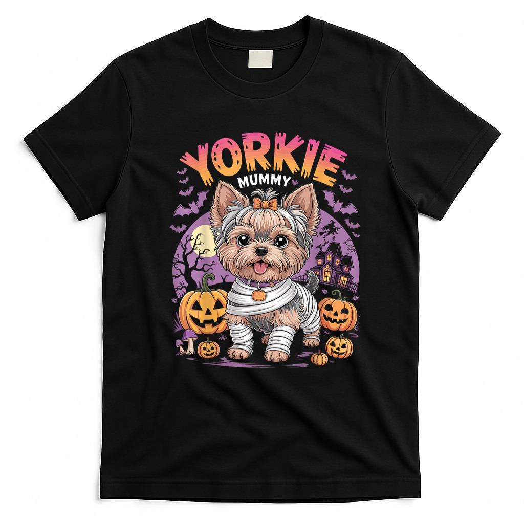Pet Mom Halloween Shirt - Yorkie Mummy Halloween Costume Dog Owner Yorkshire Terrier T-Shirt