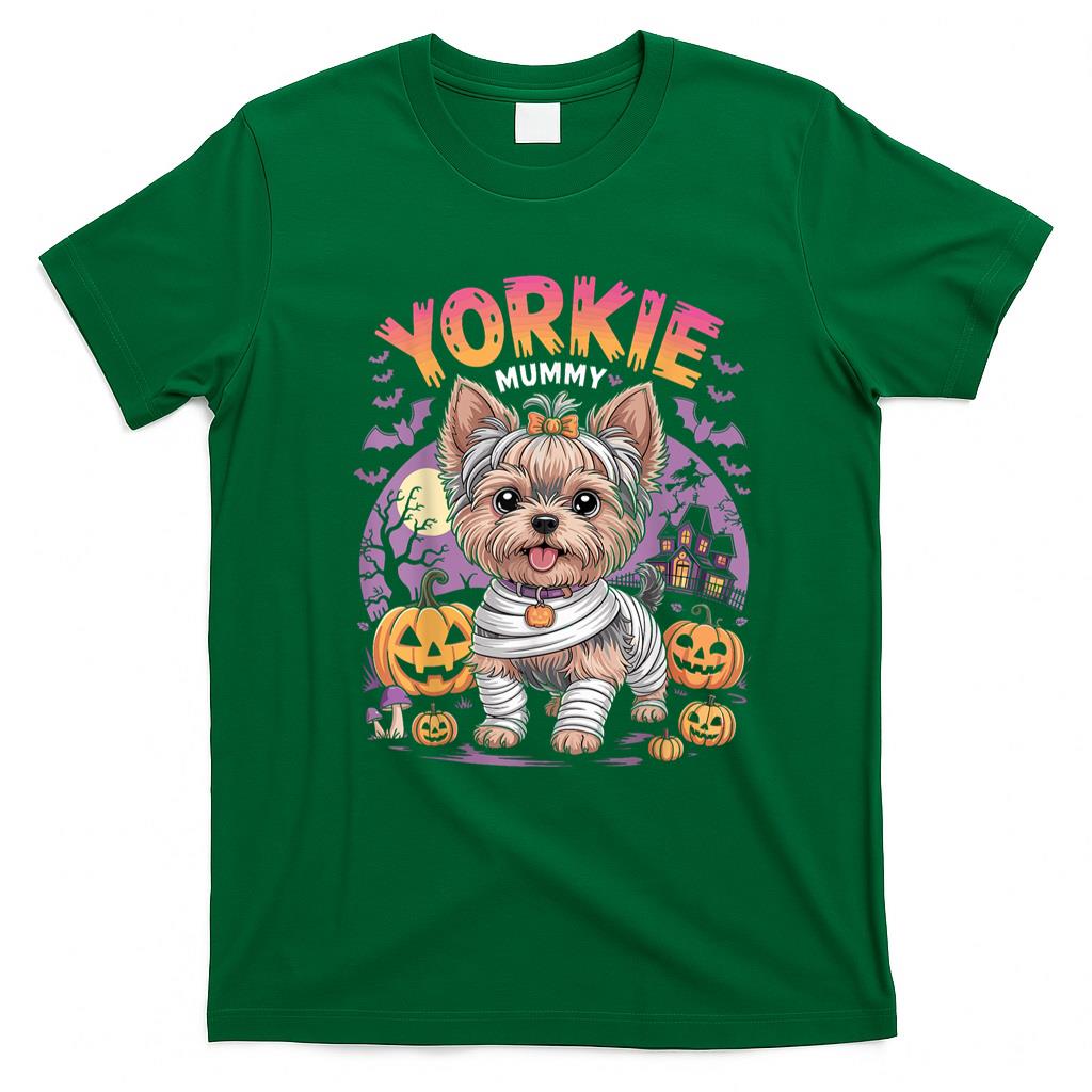 Pet Mom Halloween Shirt - Yorkie Mummy Halloween Costume Dog Owner Yorkshire Terrier T-Shirt