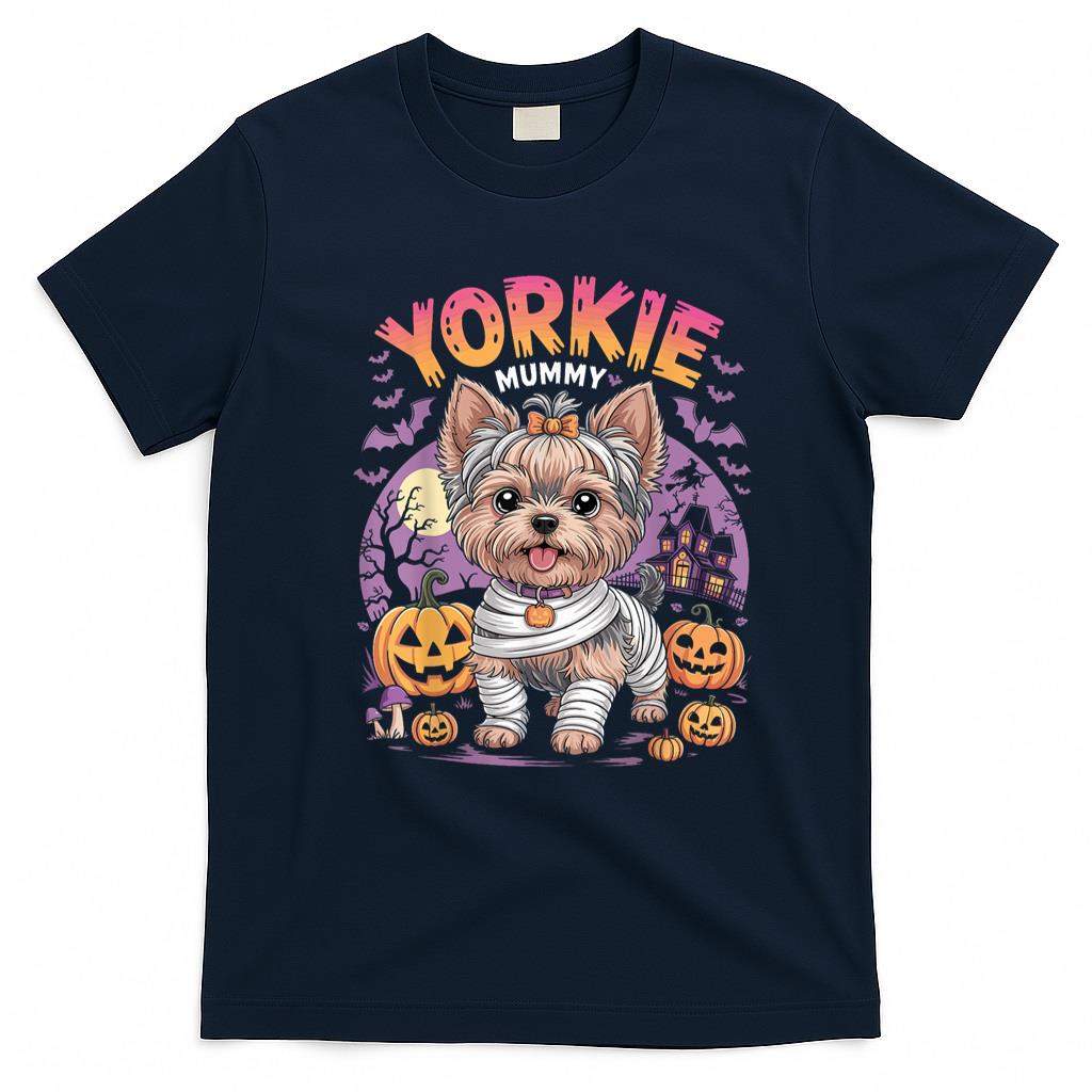 Pet Mom Halloween Shirt - Yorkie Mummy Halloween Costume Dog Owner Yorkshire Terrier T-Shirt