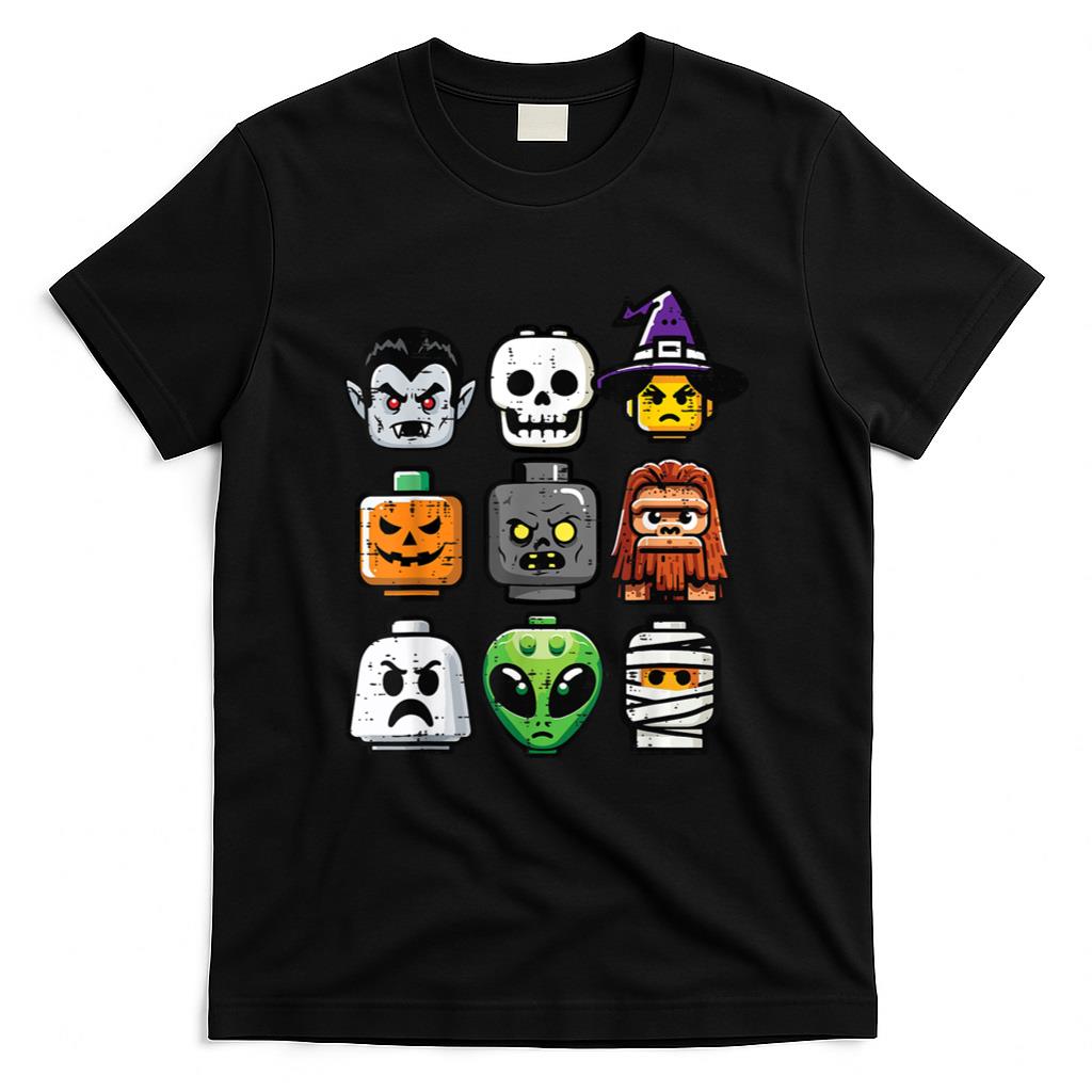 Halloween Shirt - Halloween Brick Pumpkin Ghost Heads Costume Boys Kids Men T-Shirt