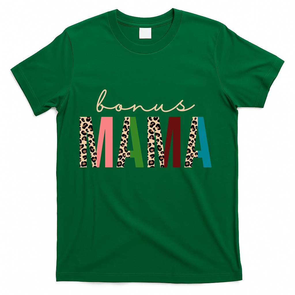 Cute Bonus Mama Leopard Pattern T-Shirt