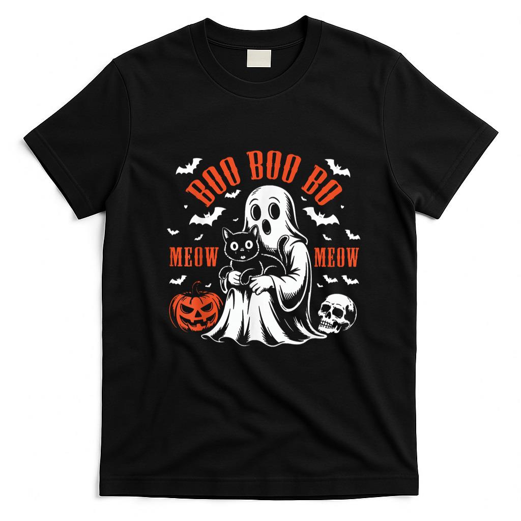 Pet Mom Halloween Shirt - Meow Black Cat Halloween Costume Skeleton Fur Dad Pet Mom T-Shirt