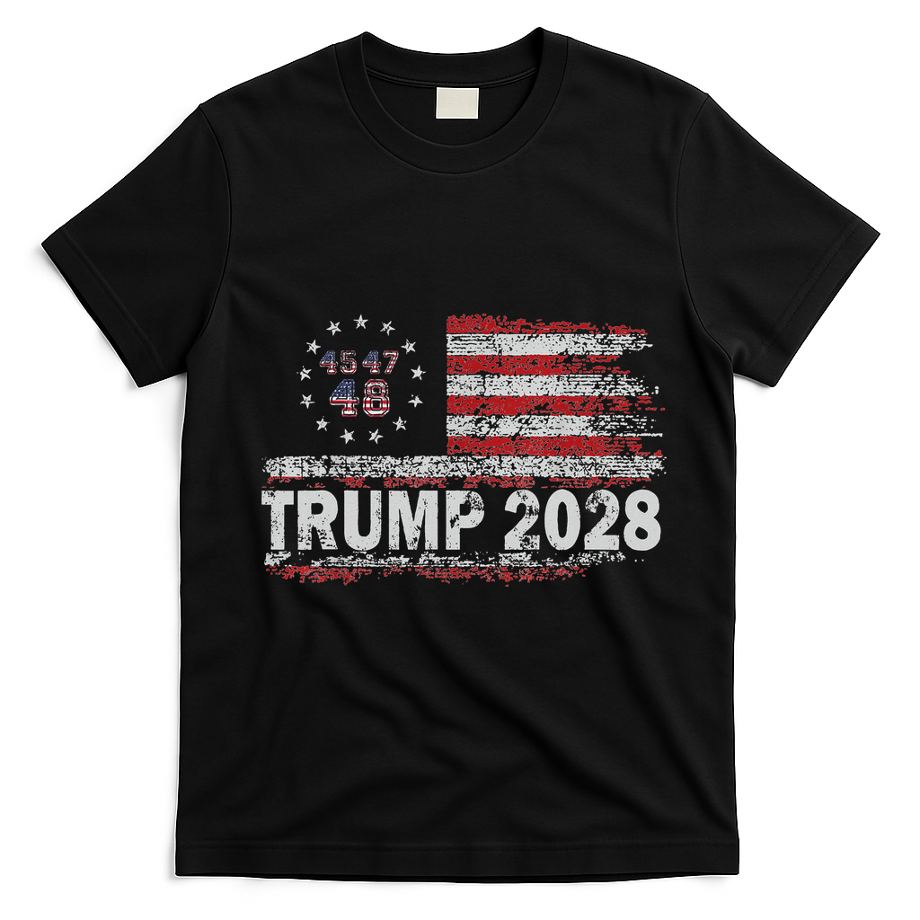 45 47 48 Donald Trump 2028 American Flag Election Vintage T-Shirt - Black