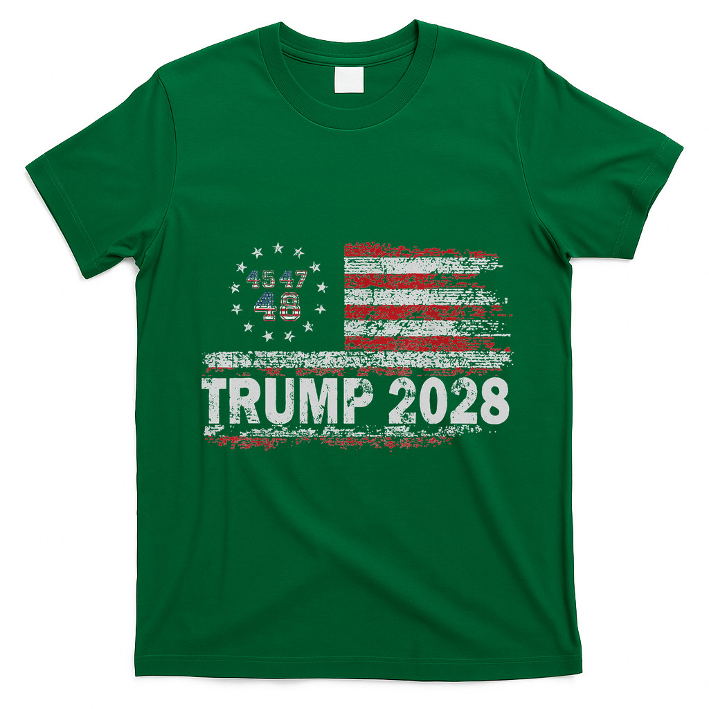 45 47 48 Donald Trump 2028 American Flag Election Vintage T-Shirt - Irish Green