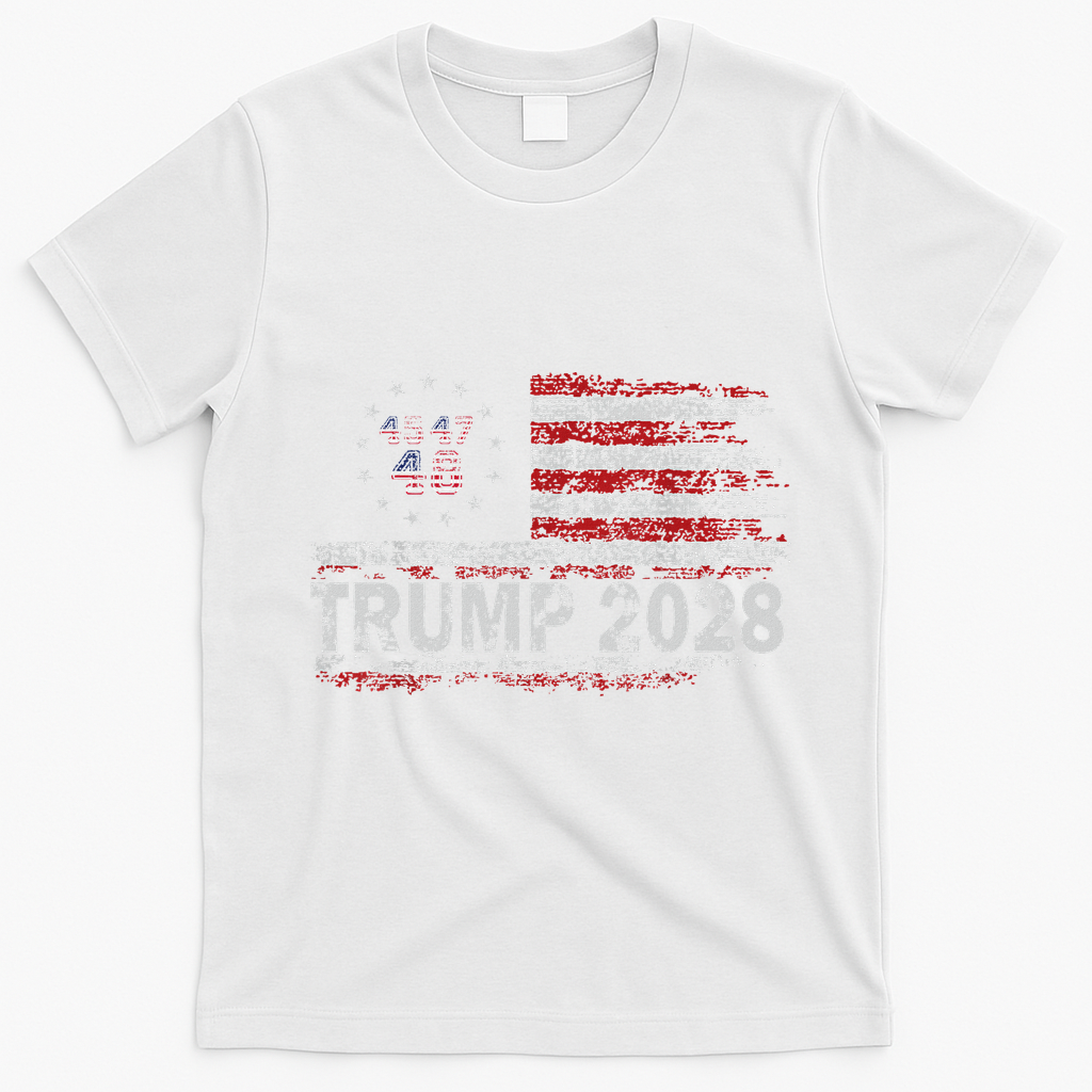 45 47 48 Donald Trump 2028 American Flag Election Vintage T-Shirt - White