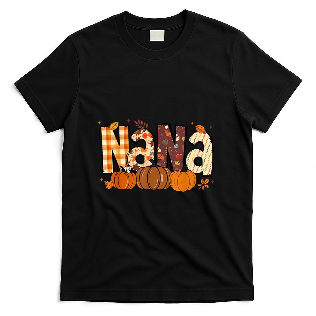 Retro Nana Pumpkin Fall Leaves Grandma Fall Thanksgiving T-Shirt