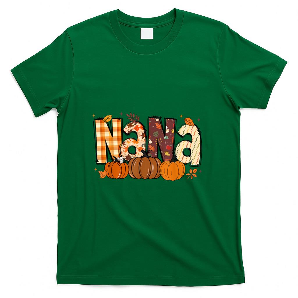 Retro Nana Pumpkin Fall Leaves Grandma Fall Thanksgiving T-Shirt