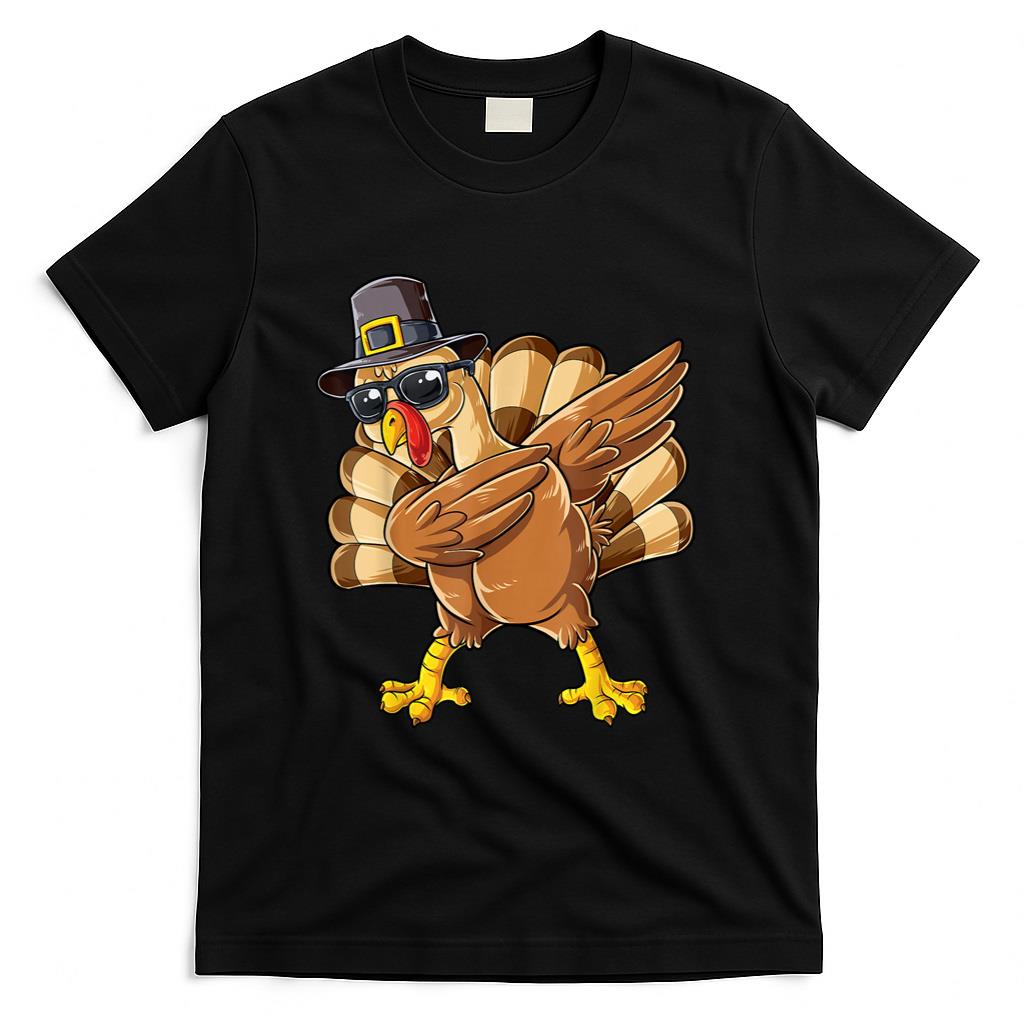 Dabbing Turkey Thanksgiving Day Pilgrim Boys Men Funny Dab T-Shirt