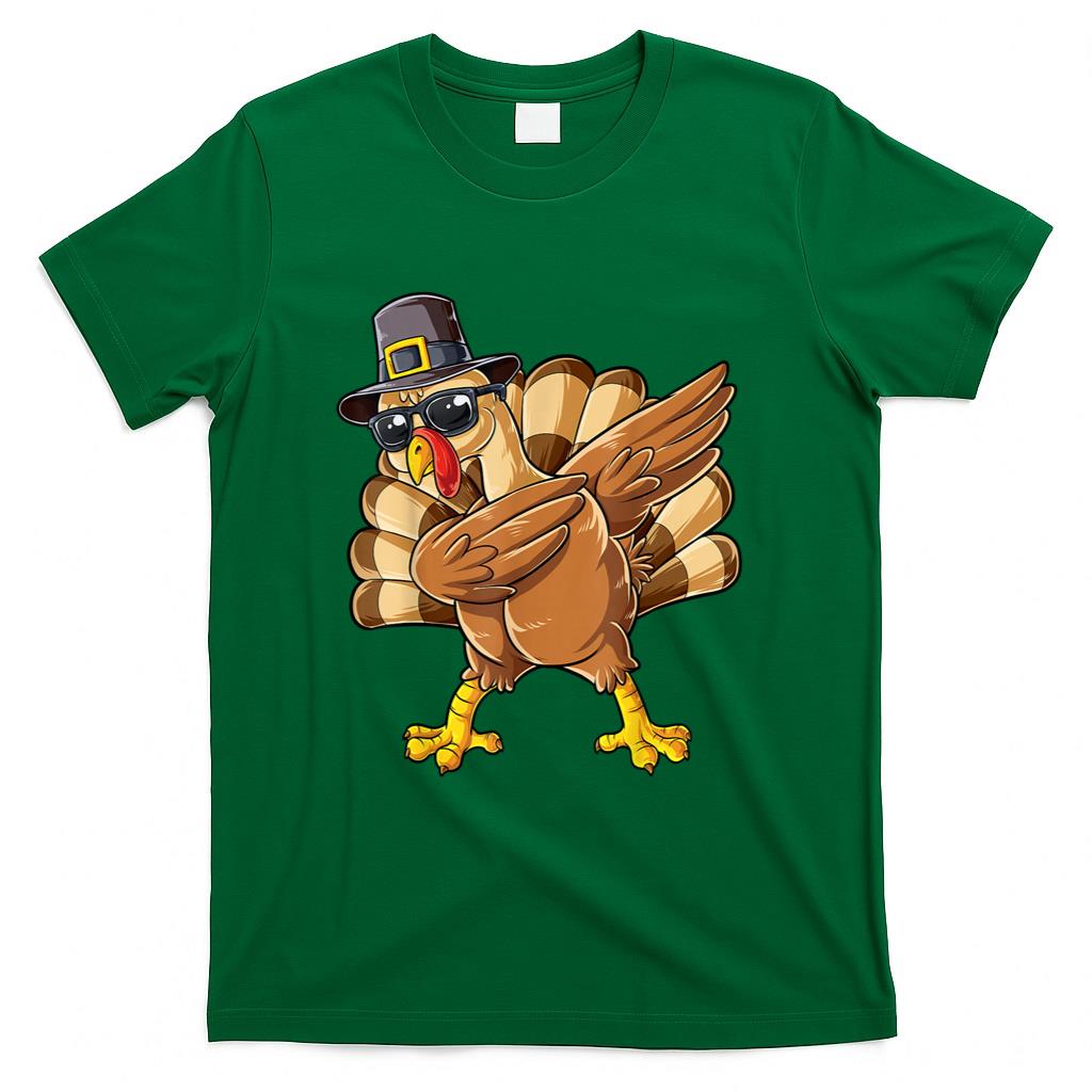 Dabbing Turkey Thanksgiving Day Pilgrim Boys Men Funny Dab T-Shirt