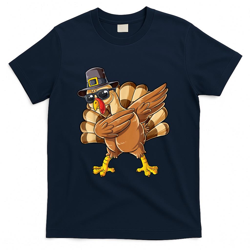 Dabbing Turkey Thanksgiving Day Pilgrim Boys Men Funny Dab T-Shirt