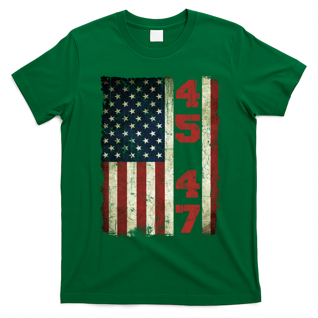 45 47 Trump Vintage Usa Flag 2024 President Election Politic T-Shirt - Irish Green