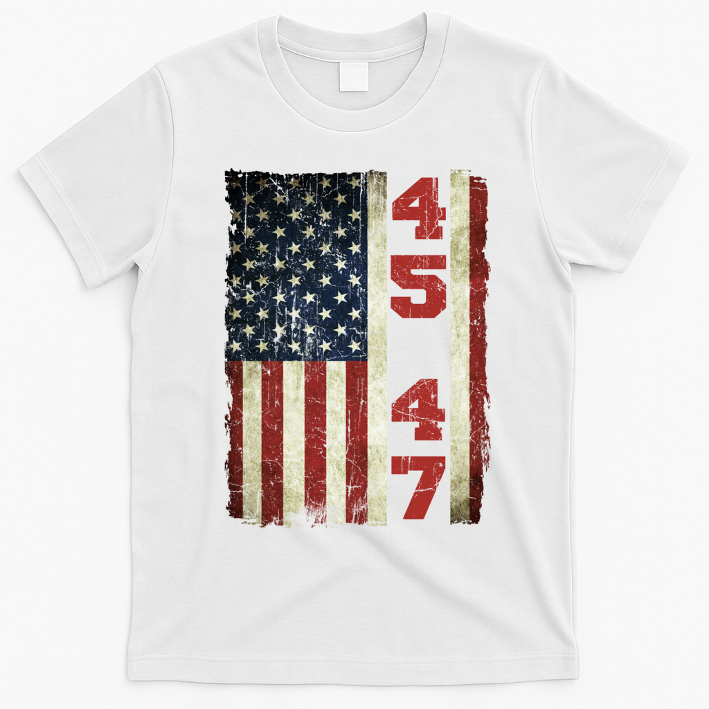 45 47 Trump Vintage Usa Flag 2024 President Election Politic T-Shirt - White