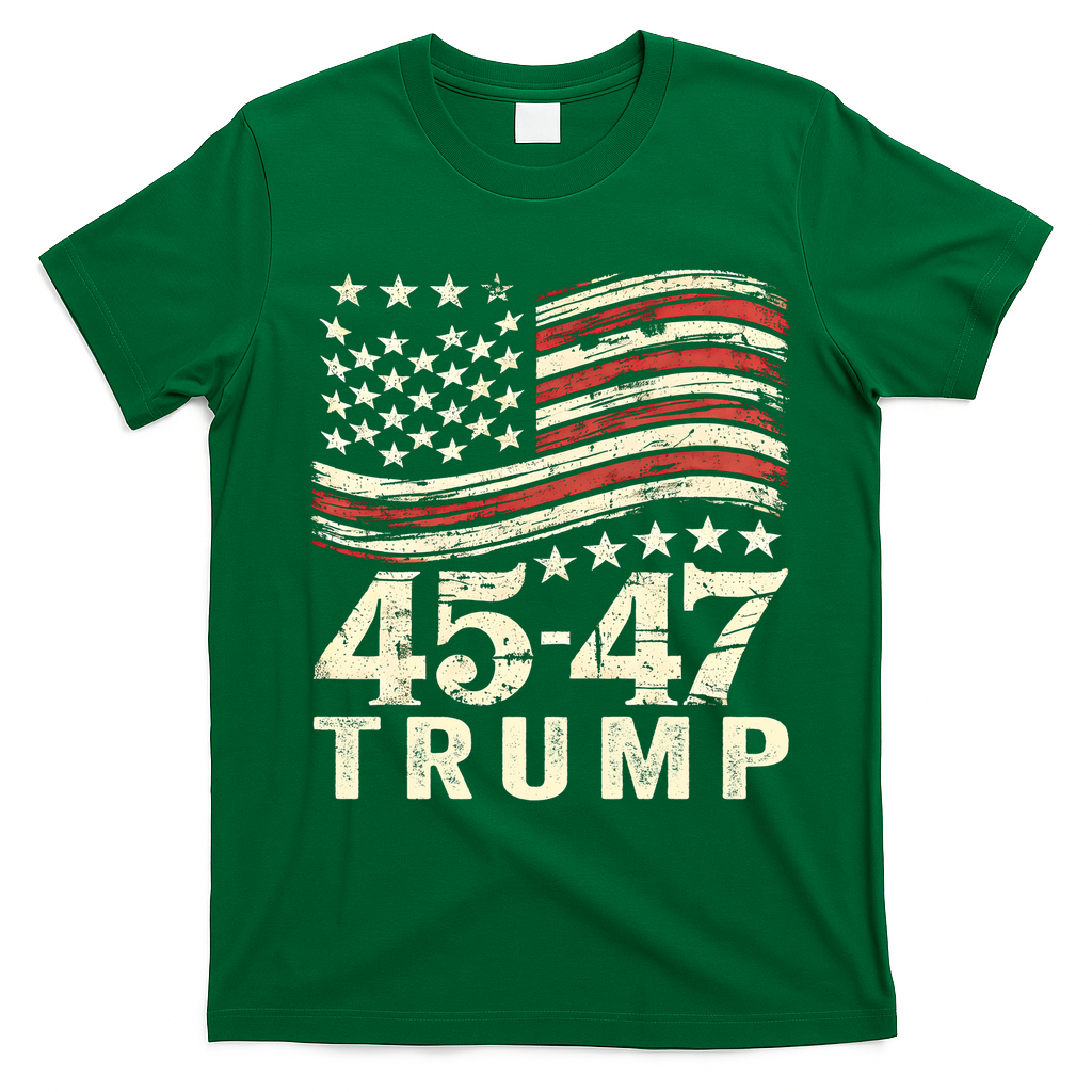 45 47 Usa Flag Trump Inauguration Day 2025 T-Shirt - Irish Green