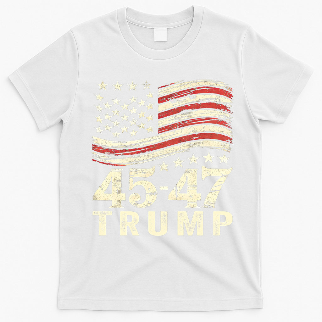 45 47 Usa Flag Trump Inauguration Day 2025 T-Shirt - White