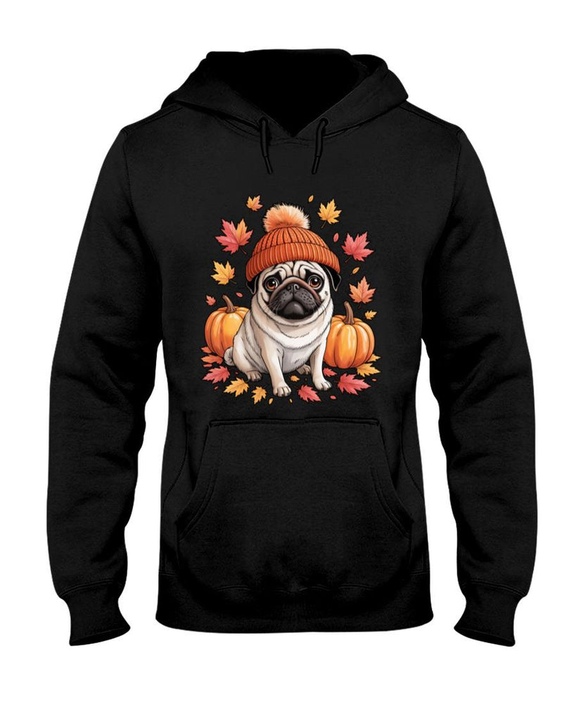 Funny Pug Fall Scarf Autumn Leaves Dog Lovers Long Sleeve T-Shirt