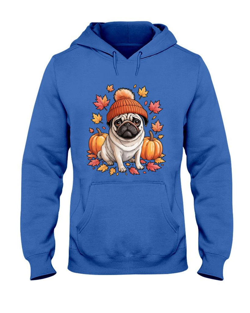 Funny Pug Fall Scarf Autumn Leaves Dog Lovers Long Sleeve T-Shirt