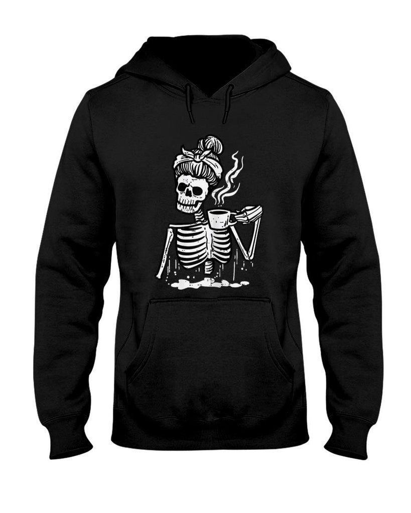 Pet Mom Halloween Shirt - Halloween Skeleton Messy Bun Coffee Funny Costume Mom Women T-Shirt_1