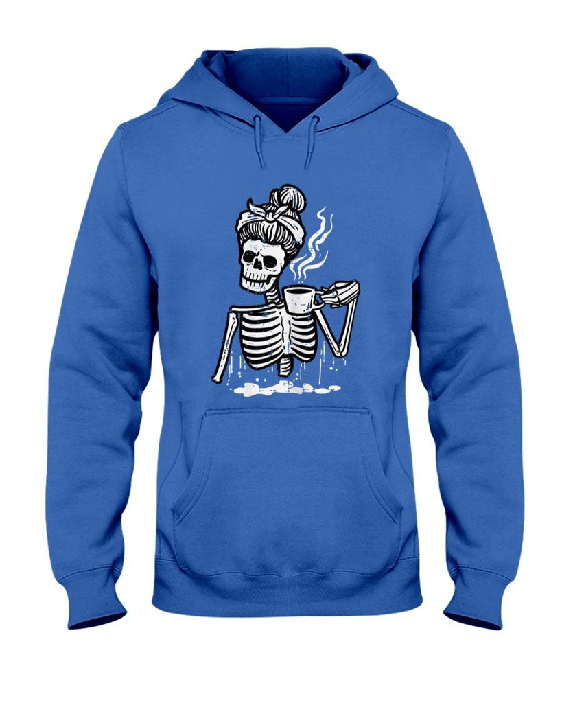 Pet Mom Halloween Shirt - Halloween Skeleton Messy Bun Coffee Funny Costume Mom Women T-Shirt_1