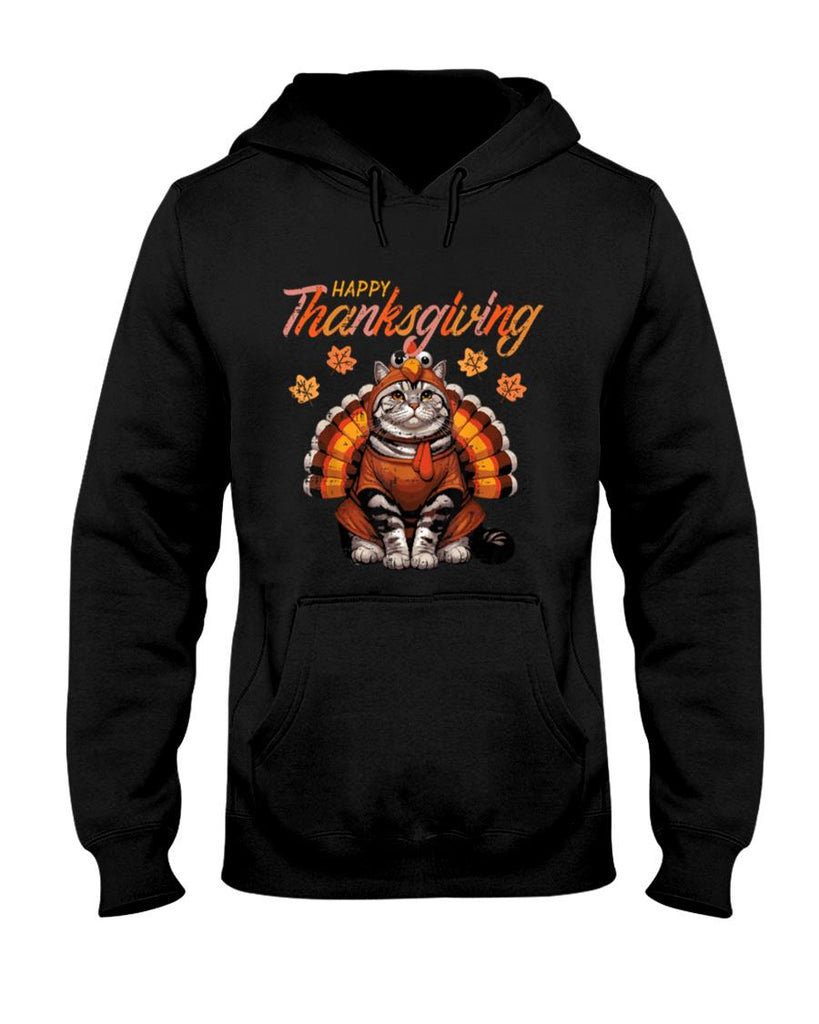 Happy Thanksgiving Cat Turkey Day Fall Women Girls Kids Men T-Shirt