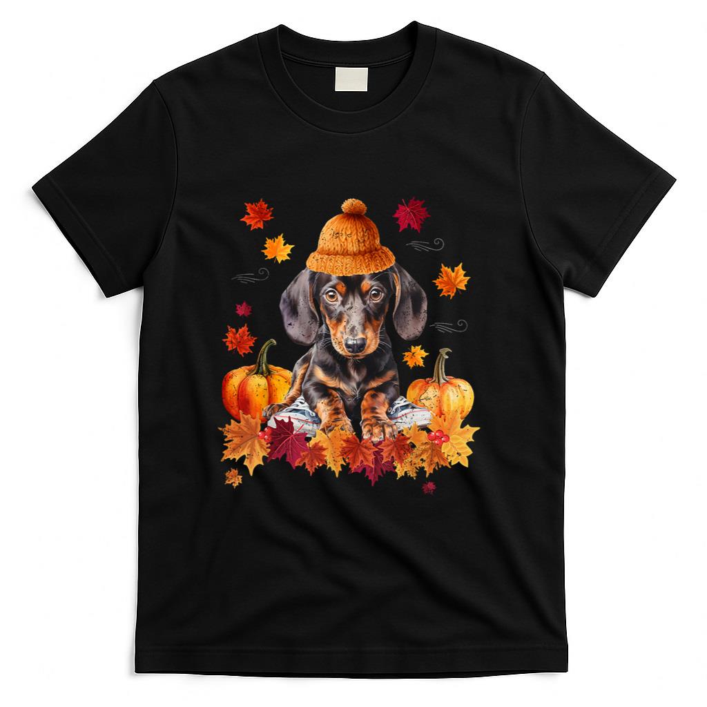 Dachshund Hello Autumn Leaf Fall For Dog Lover Men Women Girls Kids T-Shirt