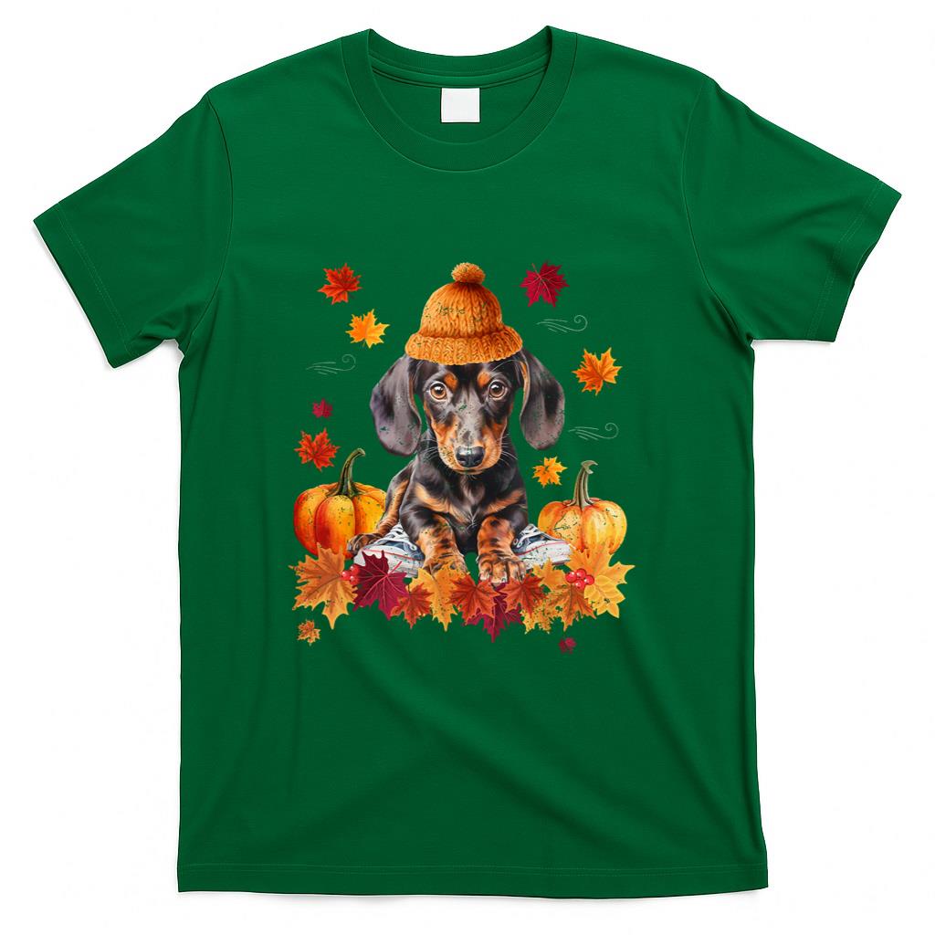 Dachshund Hello Autumn Leaf Fall For Dog Lover Men Women Girls Kids T-Shirt
