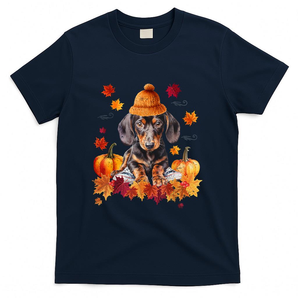 Dachshund Hello Autumn Leaf Fall For Dog Lover Men Women Girls Kids T-Shirt