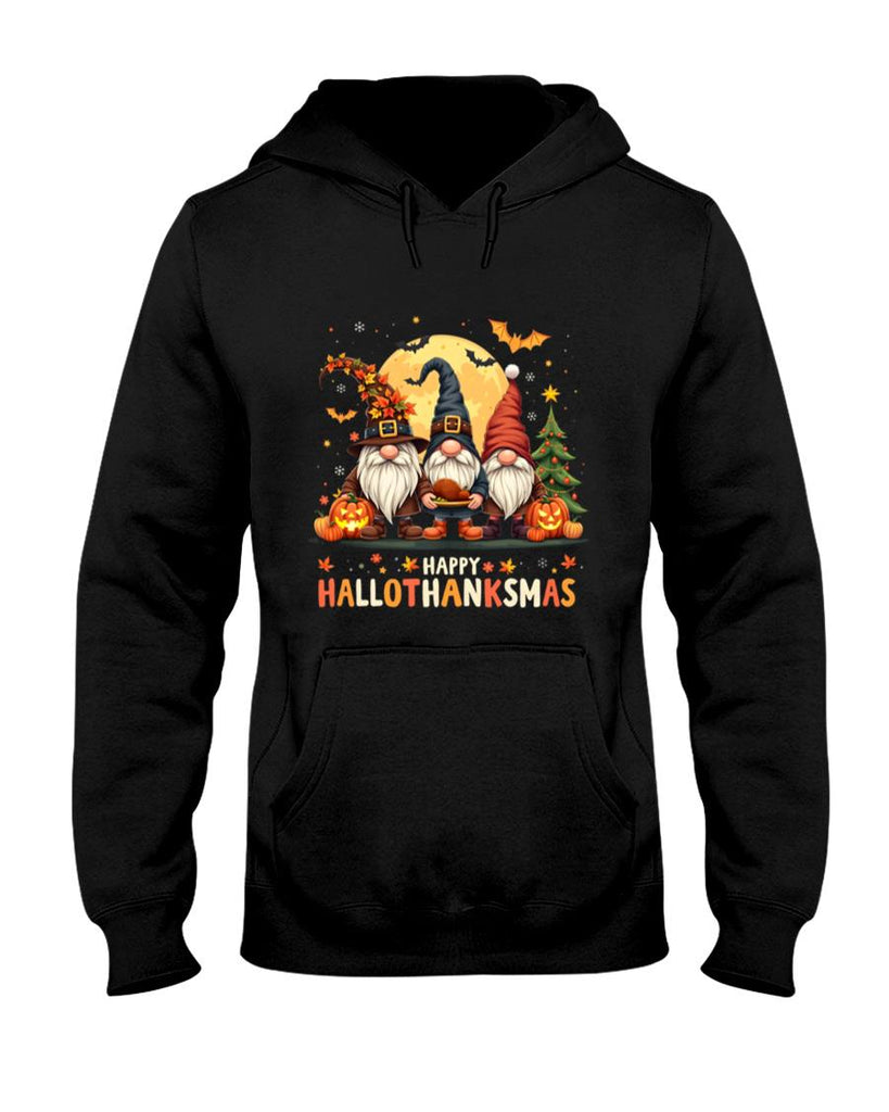 Happy Hallothanksmas Halloween Thanksgiving Christmas Gnome Long Sleeve T-Shirt