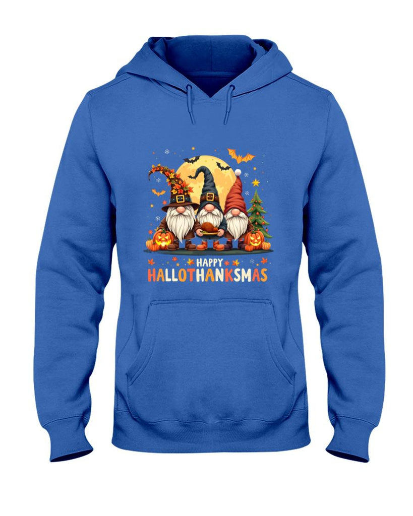 Happy Hallothanksmas Halloween Thanksgiving Christmas Gnome Long Sleeve T-Shirt