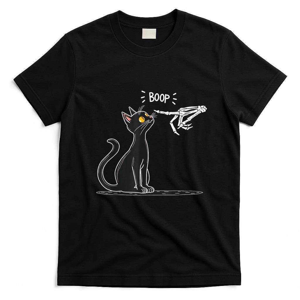 Pet Mom Halloween Shirt - Black Cat Skeleton Hand Boop Halloween T-Shirt