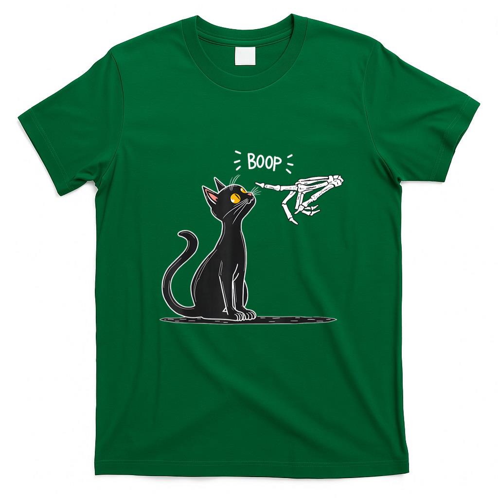 Pet Mom Halloween Shirt - Black Cat Skeleton Hand Boop Halloween T-Shirt