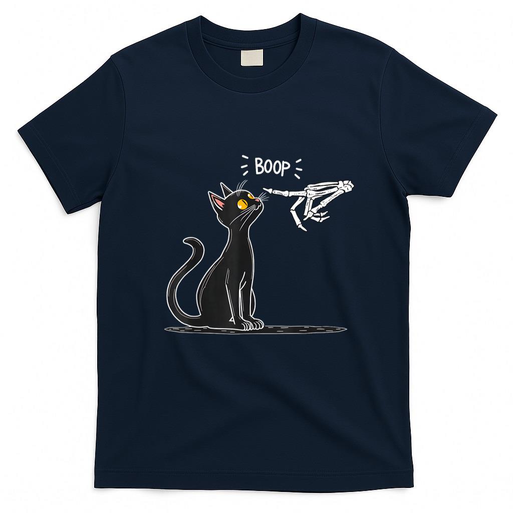 Pet Mom Halloween Shirt - Black Cat Skeleton Hand Boop Halloween T-Shirt