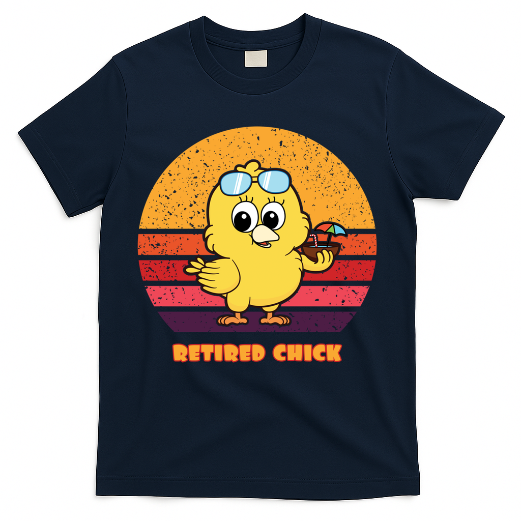 Funny Retired Chick Retro Sunset Retired Chick Gift Ideas Gift T-Shirt