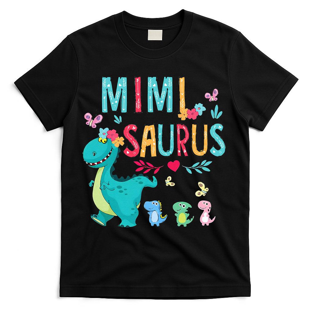 Cute Mimisaurus Flower Butterfly Dinosaur Mother's Day T-Shirt