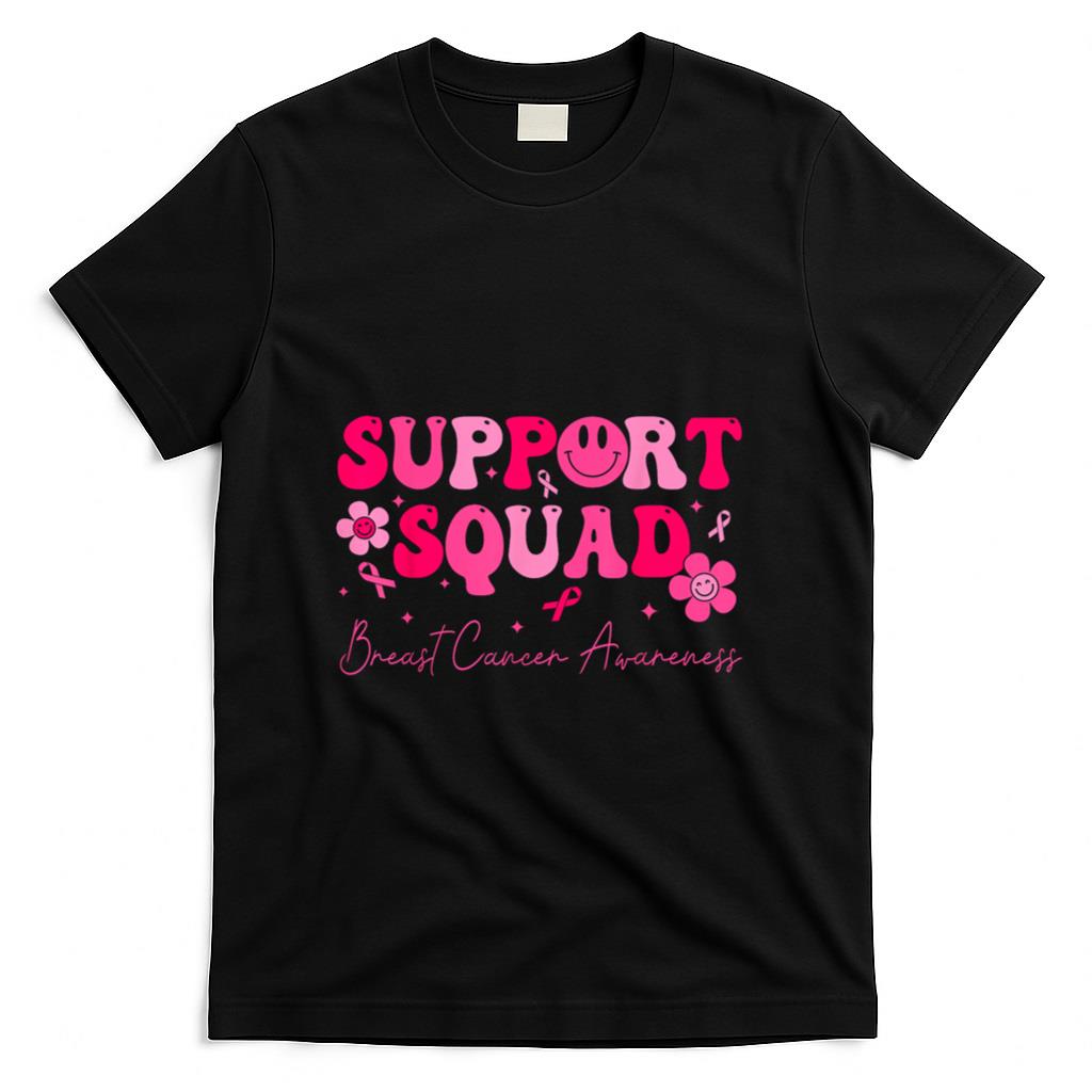 Retro Groovy Support Squad Breast Cancer Awareness T-Shirt