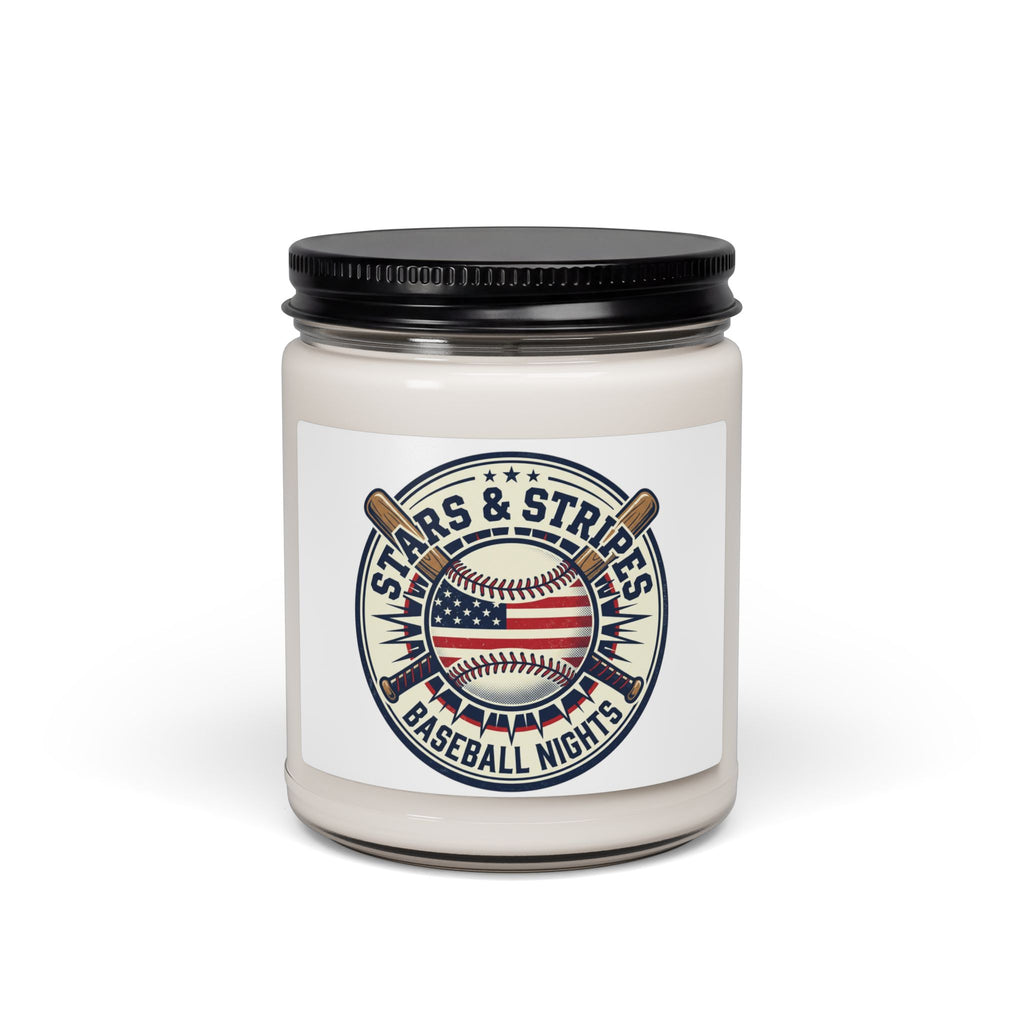 Stars & Stripes Baseball Candle | Patriotic Baseball Aesthetic, Vintage Ballpark Soy