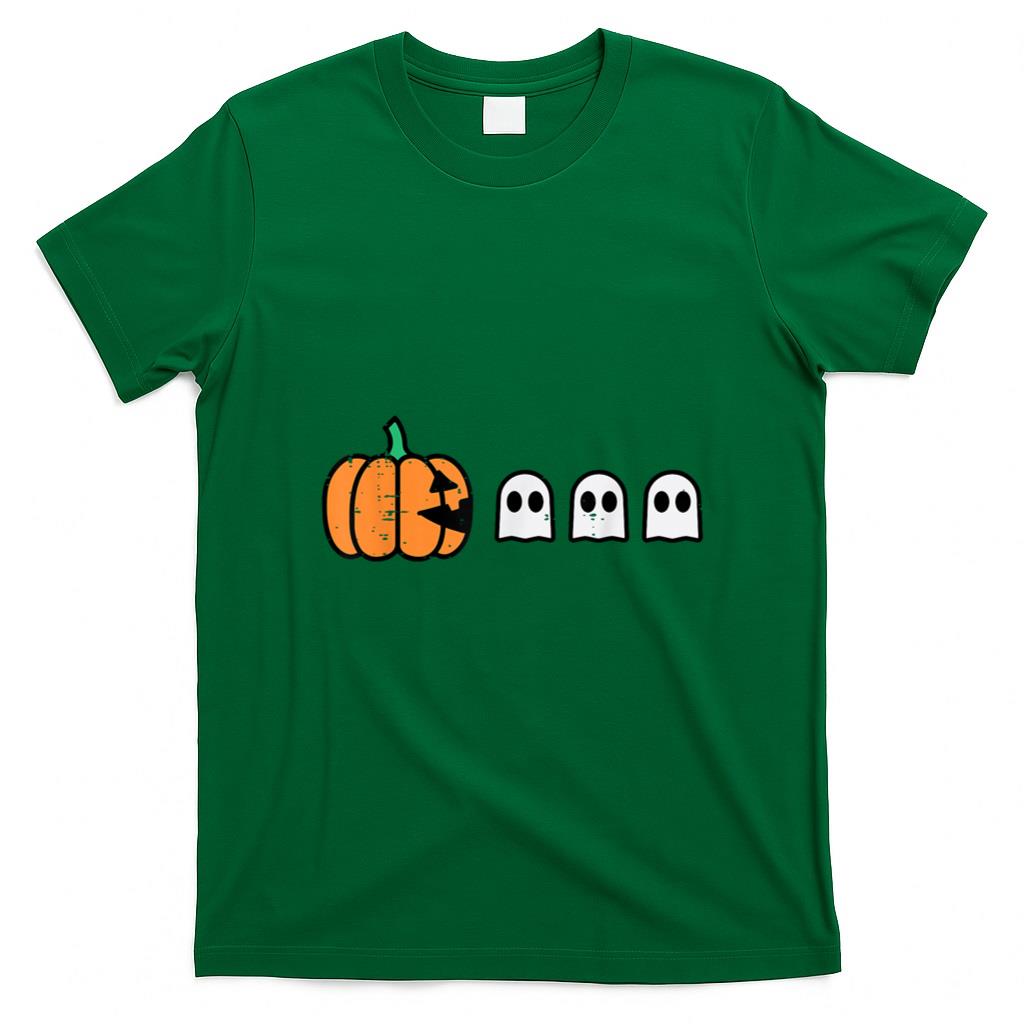Halloween Shirt - Halloween Gamer Pumpkin Eating Ghost Costume Men Boys Kids T-Shirt