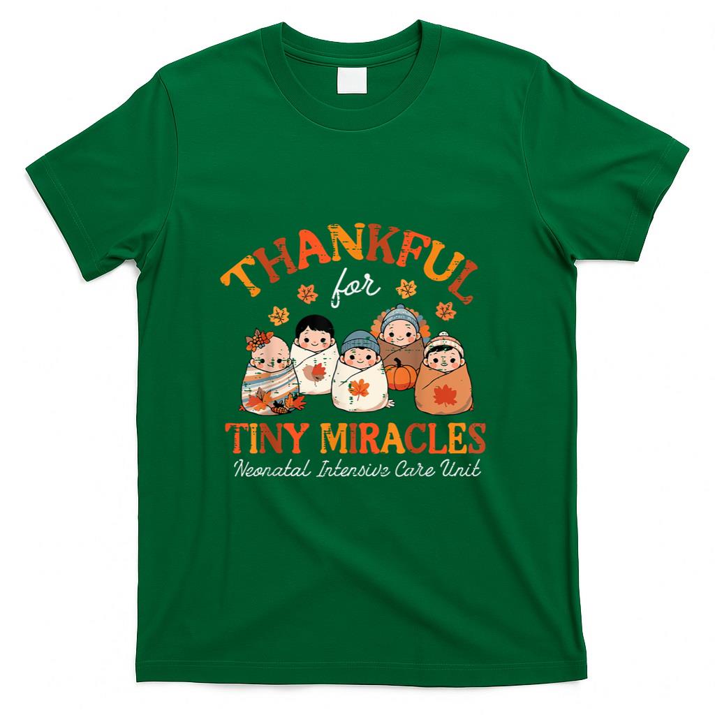 Thanksgiving Nicu Nurse Thankful Tiny Miracles Scrub Top Men T-Shirt