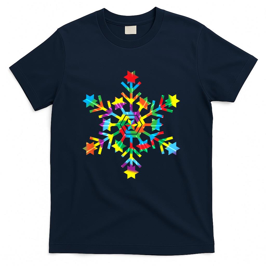 Tie Dye Snowflake Retro Hippie Christmas Holiday Xmas Gift T-Shirt